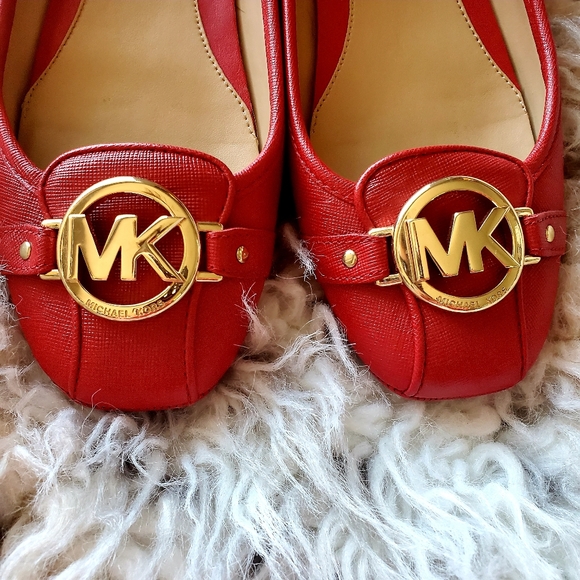 Michael Kors Red Leather Ballet Flats - Picture 3 of 9